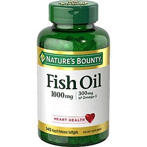 145ct Nature's Bounty 1000mg Fish Oil Rapid Release Softgels $3.35 w/ Subscribe & Save