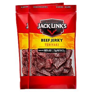 2-Count 9-Oz Jack Link's Beef Jerky (Teriyaki) $13.14 ($6.57 each), 0.92-Oz Beef Stick (Original) $0.80, More w/ S&S + Free Shipping w/ Prime or on $35+