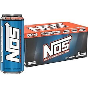 Prime Members: 15-Pack 16-Oz NOS High Performance Energy Drink (Original or Grape) $12.95 w/ S&S + Free S/H