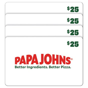 4-Count $25 Papa Johns Restaurant E-Gift Cards ($100 Value) $70 (Email Delivery)