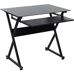 33.5" OneSpace Ultramodern Black Glass Desk + $0.99 Menards Credit $9 + Free Store Pickup