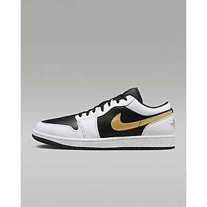 Nike Men's Air Jordan 1 Low Shoes (White/Black/Metallic Gold) $56 + Free Shipping