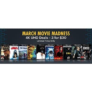 Gruv: Select 4K UHD Movies (Blu-ray) 3 for $30 + Free Shipping