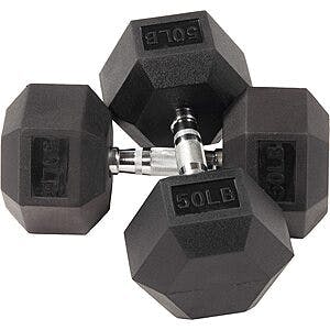 50-lb BalanceFrom Rubber Coated Hex Dumbbells Weight Set (Pair) $70 + Free Shipping