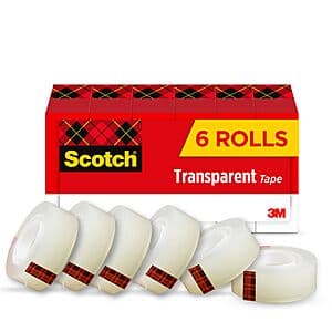 6-Pack Scotch Transparent Tape (3/4" x 1,296") $7.91 + Free Shipping w/ Prime or on $35+