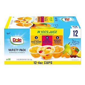 12-Pack 4-Oz Dole Fruit Bowls in 100% Juice (Variety Pack) $4.95 w/ Subscribe & Save