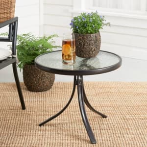 20" x 17.5" Mainstays Round Glass Side Table (Dark Brown Finish) $9.97  + Free S&H w/ Walmart+ or $35+