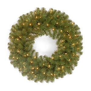 National Tree Company Pre-Lit Artificial Christmas Wreath (White Lights) $20 & More