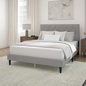 Mainstays Hillside Diamond Tufted Upholstered Queen Platform Bed (3 Colors) $109 + Free Shipping