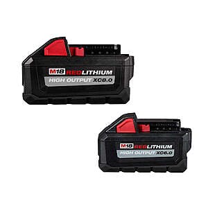 2-Pack Milwaukee M18 Redlithium High Output XC 8.0 + XC 6.0 Batteries $135.20 + Free Shipping
