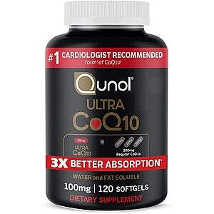 120-Count 100mg Qunol Ultra CoQ10 Antioxidant Supplement Softgels 2 for $16.50 w/ S&S + Free S&H