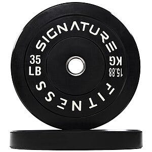 Prime Members: Two 35lb Signature Fitness 2" Olympic Bumper Plate Weight Plates $38.35 + Free Shipping
