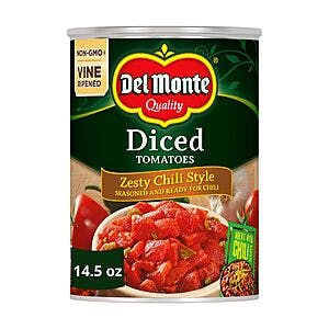 14.5-Oz Del Monte Canned Diced Tomatoes Zesty Chili Style $0.78 w/ S&S + Free Shipping w/ Prime or on $35+