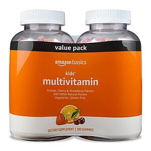 380-Count Amazon Basics Kids' Multivitamin Gummies (Cherry, Strawberry & Orange) $6.90 