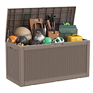 100-Gal EasyUp Resin Outdoor Deck Box (Light Brown Wicker) $50 + Free Shipping