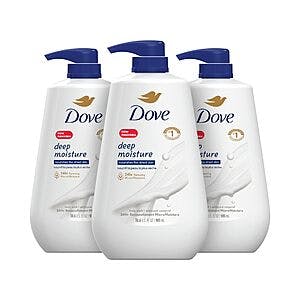 3-Pack 30.6-Oz Dove Body Wash w/ Pumps (Deep Moisture or Sensitive Skin) $15.90 w/ Subscribe & Save