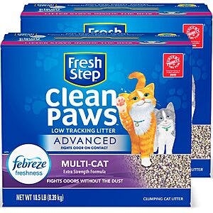 37-lbs Fresh Step Advanced Clean Paws Multi-Cat Clumping Cat Litter $16.70 w/ Subscribe & Save