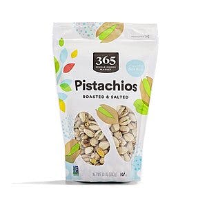 10-Oz 365 by Whole Foods Market Roasted & Salted Pistachios $3.25 w/ Subscribe & Save