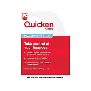 1-Year Quicken Classic Subscription (Windows/Mac): Business $57, Deluxe $32 & More + Free Shipping