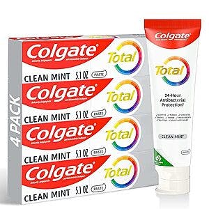 4-Pack 5.1-Oz Colgate Total Whitening Toothpaste (Mint) $9.18 at Amazon