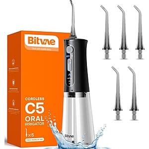 Bitvae C5 Cordless Portable Water Dental Flosser (Black) $10 