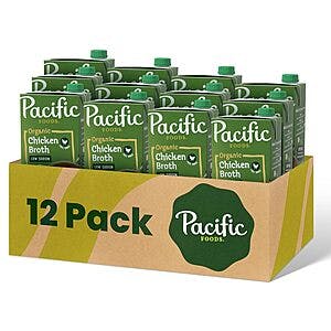 12-Pack 32oz Pacific Foods Low Sodium Organic Free Range Chicken Broth $13.45 w/ Subscribe & Save