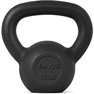 15-Lb Yes4All Cast Iron Kettlebell Weight $10 