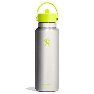 40-Oz Hydro Flask Stainless Steel Water Bottle w/ Wide-Mouth Flex Straw Cap (Lime) $29 