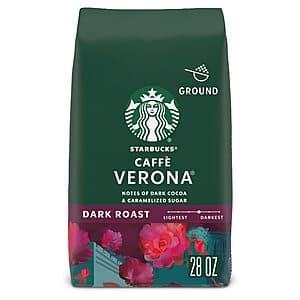 28-Oz Starbucks 100% Arabica Dark Roast Ground Coffee (Caffe Verona) $7.75 w/ Subscribe & Save