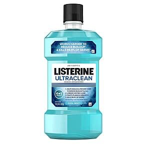 33.8-Oz Listerine Ultraclean Oral Care Antiseptic Mouthwash (Cool Mint) $4.25 w/ Subscribe & Save