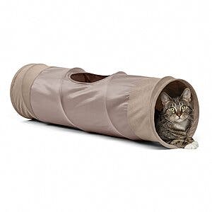 Best Friends by Sheri Ilan Oxford Cat Tunnel for Indoor Cats in Wheat/Gray/Tide Pool with Ball Toy, 36" x 10" $6.63