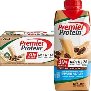 12-Pack 11-Oz Premier Protein 30g Protein Shakes (Cafe Latte) $18.10 