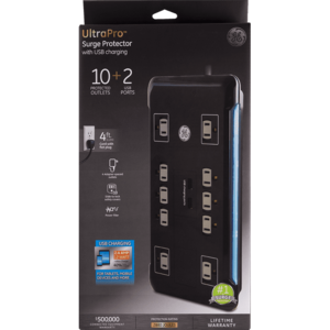 Select Stores: General Electric 10-Outlet 2-USB UltraPro Power Strip Surge Protector $13 + Free S/H on $35+