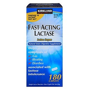 Costco Members: 180-Count Kirkland Fast Acting Dairy Digestive Lactase Caplets $13 + Free Shipping