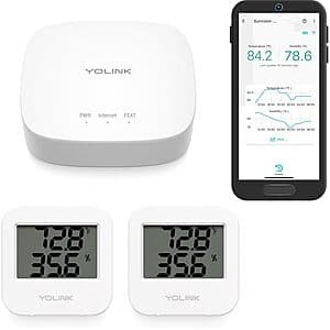 Prime Members: YoLink Smart Temperature / Humidity Monitor w/ 2 Sensors + Hub $40 + Free Shipping