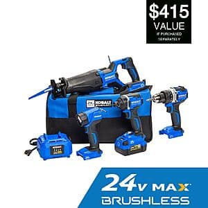 4-Tool Kobalt 24V Brushless Power Tool Combo Kit + Choice of 2 Free Tools $249 + Free Shipping