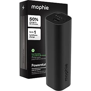 5,000mAh Mophie Powerstation Mini 30W USB-C PD Portable Power Bank (Black) $13