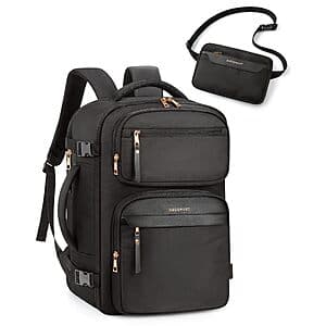 Bagsmart Women's Travel Carry On Backpack w/ Waist Bag (Black) $20