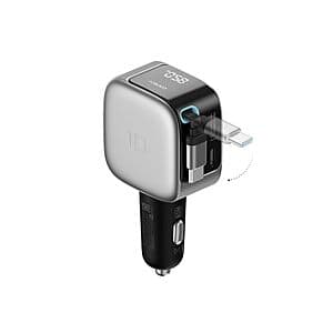 CUKTECH 85W 3-Port GaN Car Charger w/ Built-In USB-C Cable & LED Display $18