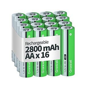 16-Ct Granicell AA 1.2V 2800mAh NiMH Rechargeable Batteries $10