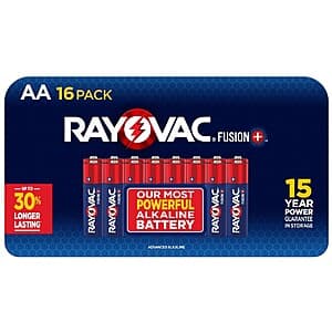 16-Pk Rayovac AA Fusion+ Alkaline Batteries $5 + Free S&H w/ Prime