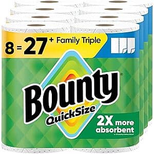 8-Pk Bounty Quick-Size Family Triple Rolls Paper Towels 2 for $40 w/ S&S + Free S&H