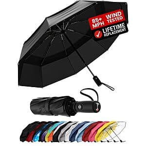 Repel Windproof Auto Open/Close Lightweight Compact Umbrella (Black) $15.30 & More