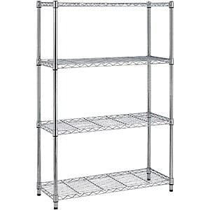 BestOffice 4-Shelf Metal Wire Storage Rack (Chrome, 54"x36"x14") $30.35
