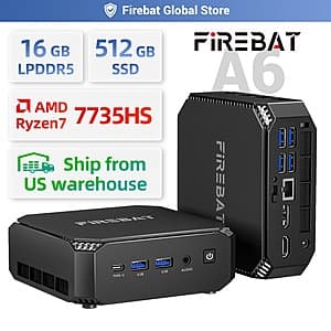Firebat A6 Mini PC: Ryzen 7 7735HS, 16GB DDR5, 512GB SSD $232.75 + Free S&H