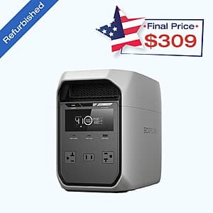 Certified Refurb: EcoFlow 1024Wh 1800W DELTA 3 Classic LiFePO4 Power Station $309 + Free S&H