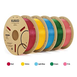 5-Ct 1kg 1.75mm Elegoo PLA Translucent 3D Printer Filament Bundle $52 + Free S&H