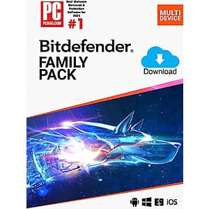 2-Years Bitdefender Family Pack 2026 Security Software (15 Devices/Digital) $38