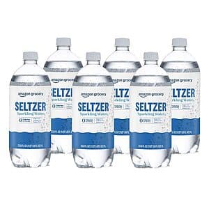 6-Pack 1-Liter Amazon Grocery Seltzer Sparkling Water $4.45