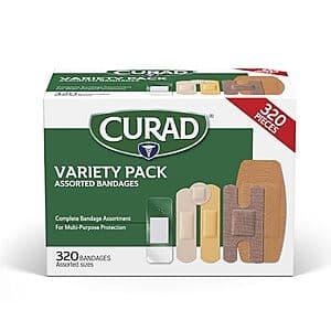 320-Count CURAD Assorted Bandages Bulk Variety Pack $6.65